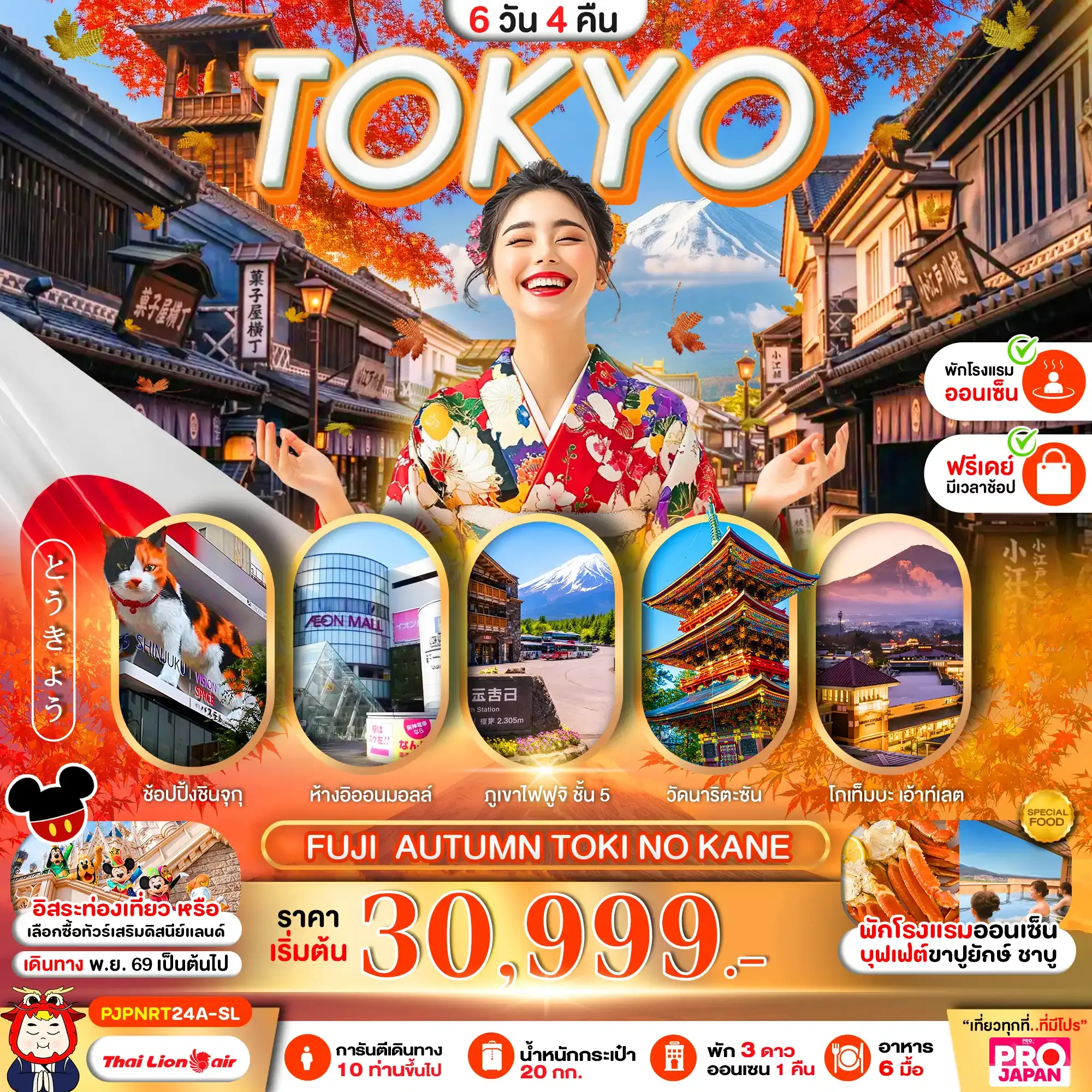 ทัวร์ญี่ปุ่น TOKYO FUJI AUTUMN TOKI NO KANE FREE DAY 6วัน 4คืน